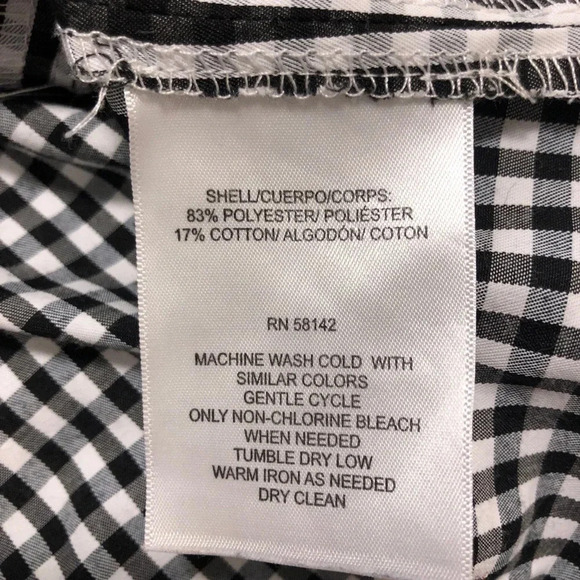 London Times Gingham Shift Sleeveless Black and White with Ruffles Dress Size 8 - Picture 8 of 8